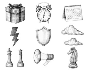 Black and white png business icon cartoon collection