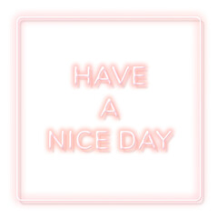 Pink neon phrase HAVE A NICE DAY typography design element