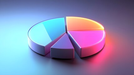 Obraz premium Colorful Pie Chart Neon Glow Business Data Graphic