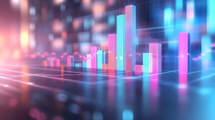 Fototapeta premium Neon Cityscape - Growth & Technology Stock Photo