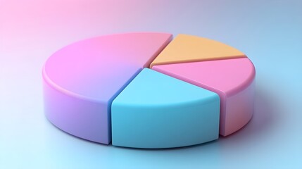 Obraz premium Pastel Pie Chart, 3D Rendering, Business Data