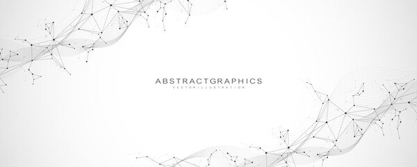 Digital abstract connection dots and lines. Network connection structure. Technology polygonal background. Plexus effect. Vector Illustration.