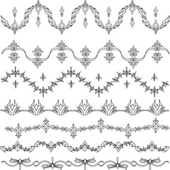 Naklejka premium Set of vintage vector borders. Pattern line and page margins