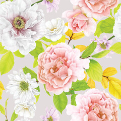 hand drawn floral ornament seamless pattern 