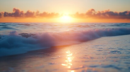Fototapeta premium Sunrise ocean winter beach morning beautiful : Generative AI
