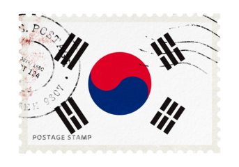 South Korea flag png post stamp sticker, transparent background