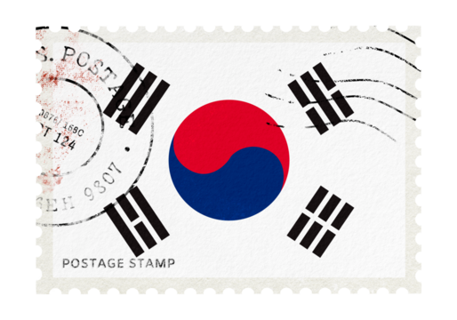 South Korea flag png post stamp sticker, transparent background
