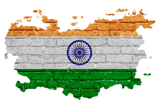 India's flag png sticker, brick wall texture design