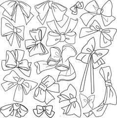 a collection of ribbon bow illustration