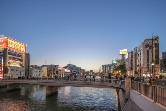 Fukuoka old town along naka river at Nakasu kawabata May 17 2024