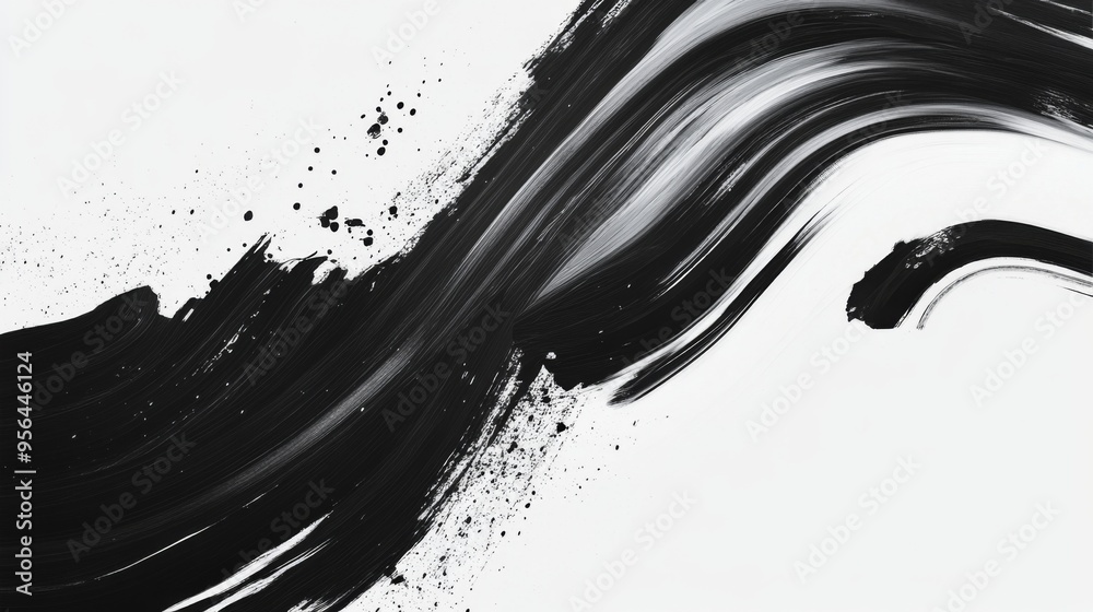 Aufkleber minimalist abstract background with monochrome brush strokes, modern and clean design