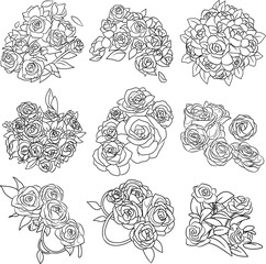 a collection of bunches of roses design