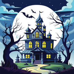 Spooky Night Halloween House Illustrations