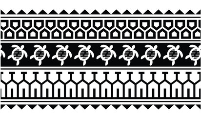 Polynesian tattoo tribal band design. Samoan tattoo tribal ornament border.
 Decorative seamless pattern.