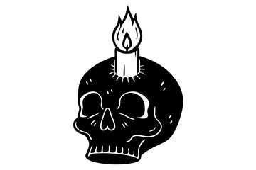 candle silhouette with skull icon