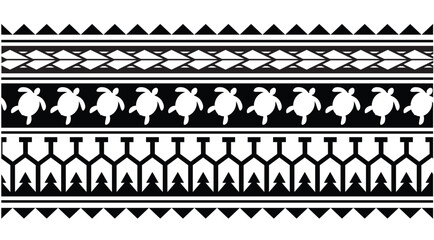 Polynesian tattoo tribal band design. Samoan tattoo tribal ornament border.
 Decorative seamless pattern.