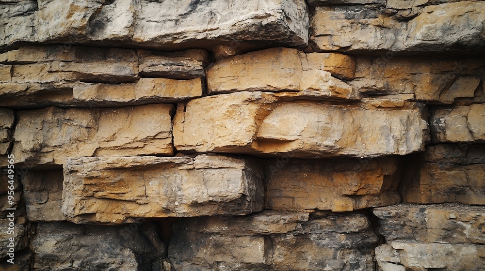 Poster Brown cliff rock formations Textures and patterns backgrounds : Generative AI