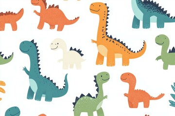 cute dinosaur set on a white background 