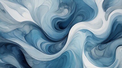 Obraz premium Beautiful digital artwork drawing of blue and white waves in vector style, Abstract blue waves background