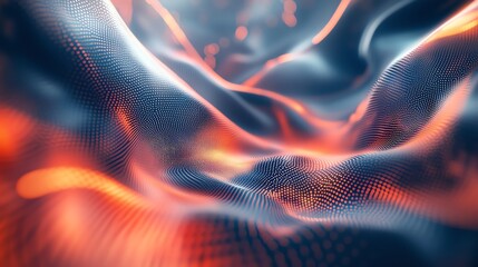 Abstract digital landscape with flowing, glowing lines.