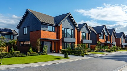 Fototapeta premium New house build in the UK example of modern homes built in Britain : Generative AI