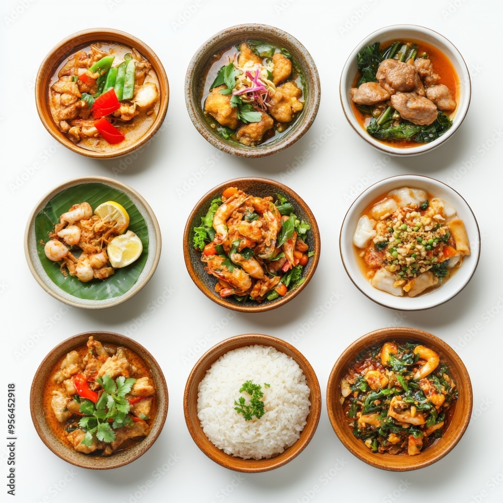 Poster these prompts should work well for generating stock photos that feature popular thai food against a 