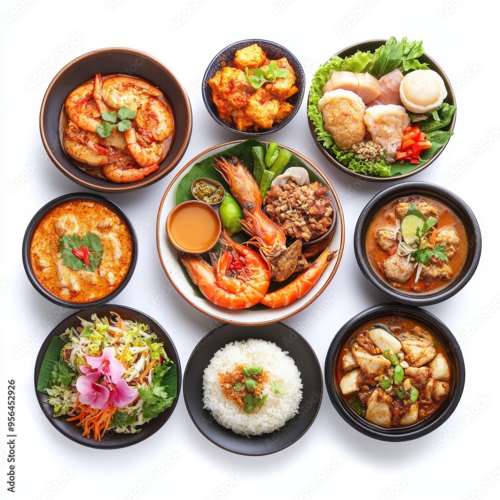 Poster these prompts should work well for generating stock photos that feature popular thai food against a 