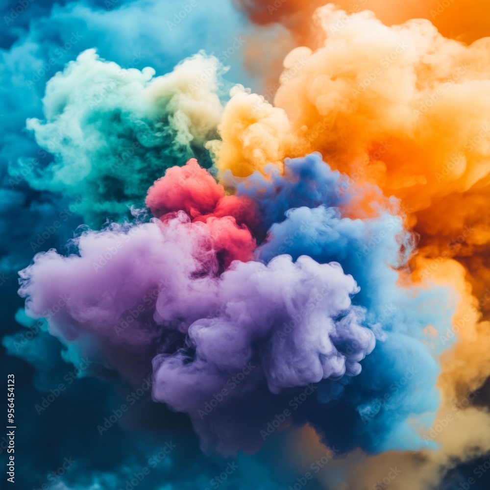 Poster these prompts should work well for generating stock photos that feature colorful smoke in a 16:9 asp