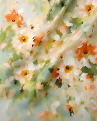 A delicate fabric with a soft floral pattern in pastel colors ideal for backgrounds, textile design, home decor, spring themes, and artistic projects,