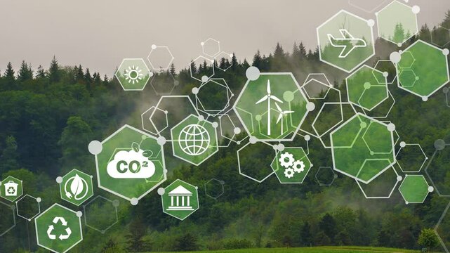 Circular economy concept for future business growth and environmental sustainability and reduce pollution for future business and environmental growth.4k corporate video...