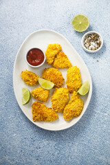 Homemade chicken nuggets with coconut