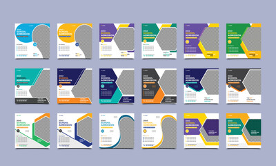 School admission social media post square banner design.