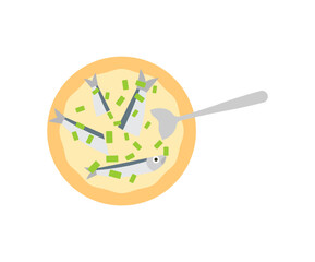 Fish soup top view isolated. Fish soup in plate
