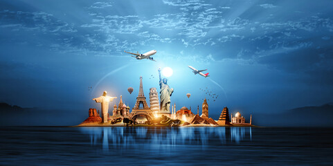 World travel and cultural heritage concept       