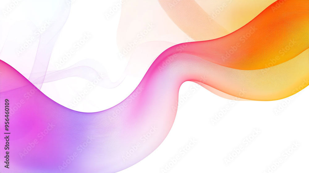 Wall mural Colorful abstract line background, abstract wave on white background dynamic flowing orange and blue 