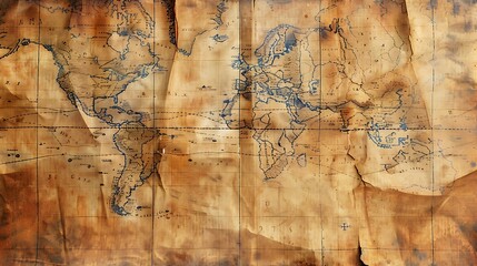 Vintage map textures and overlays, aged paper look, 