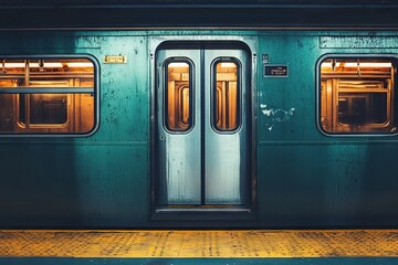 Obraz premium Urban Subway Train Door with Windows Visible. AI generated illustration