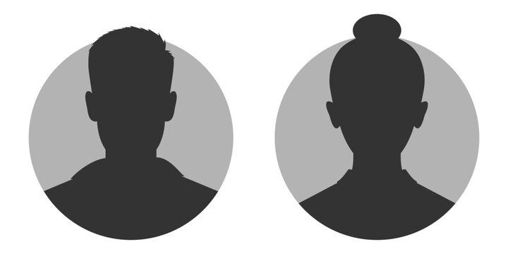 Avatars of a man and a woman. Silhouettes male and female. Profiles of abstract people. Unknown or anonymous persons. Vector illustration
