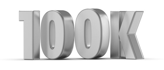 100k Followers Silver Number 3D Render