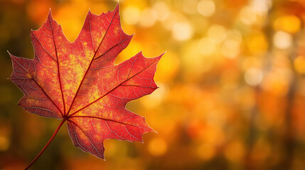 Fototapeta premium Vibrant red and yellow autumn leaves, displaying intricate details such as veins, textures, and serrated edges