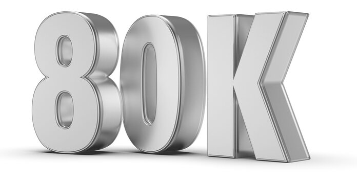 80k Followers Silver Number 3D Render