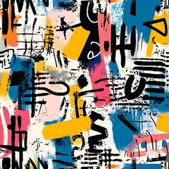 Abstract Urban Graffiti: A vibrant, energetic, and dynamic abstract pattern featuring bold strokes, geometric shapes, and a raw, urban aesthetic. Perfect for adding a touch of street art to your desig
