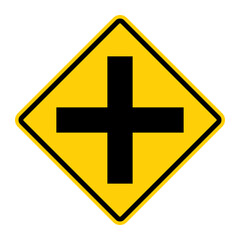 Obraz premium Cross Road Intersection road sign. Vector