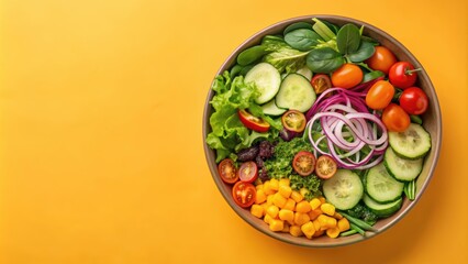 Fresh Salad Bowl with Cucumber  Tomatoes  Red Onion and Corn