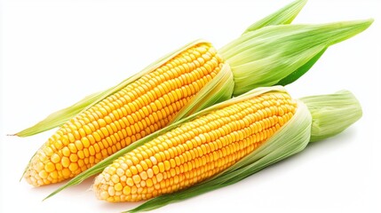 Vibrant Harvest: Close-up of Ripe Corn on Clean White Background