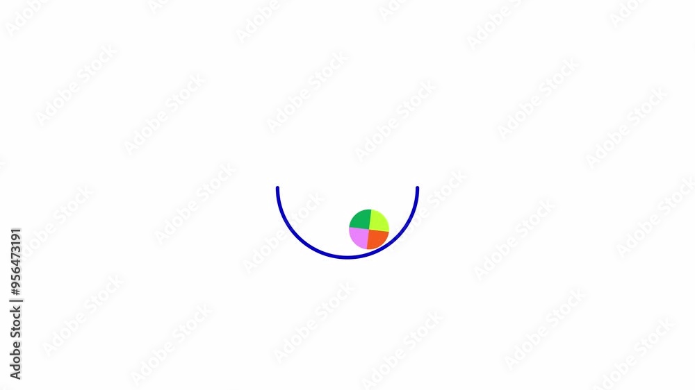 Fototapete checkered circle rolling along arch line loading animation. computer update animated element 2d abst