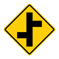 Obraz premium Offset Roads warning sign. Vector