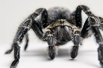 Close up of tarantula spider on white background
