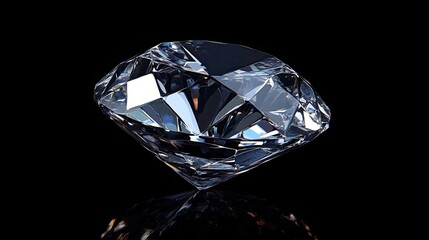 A single, brilliant diamond sparkles against a black background. Its facets catch the light, creating a dazzling display of color and brilliance.
