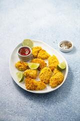 Homemade chicken nuggets with coconut